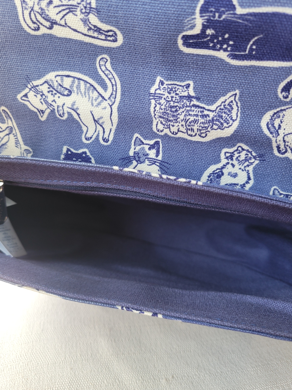 Cath Kidston Coated Canvas Navy Cat Print Crossbody Bag - Picture 5 of 7